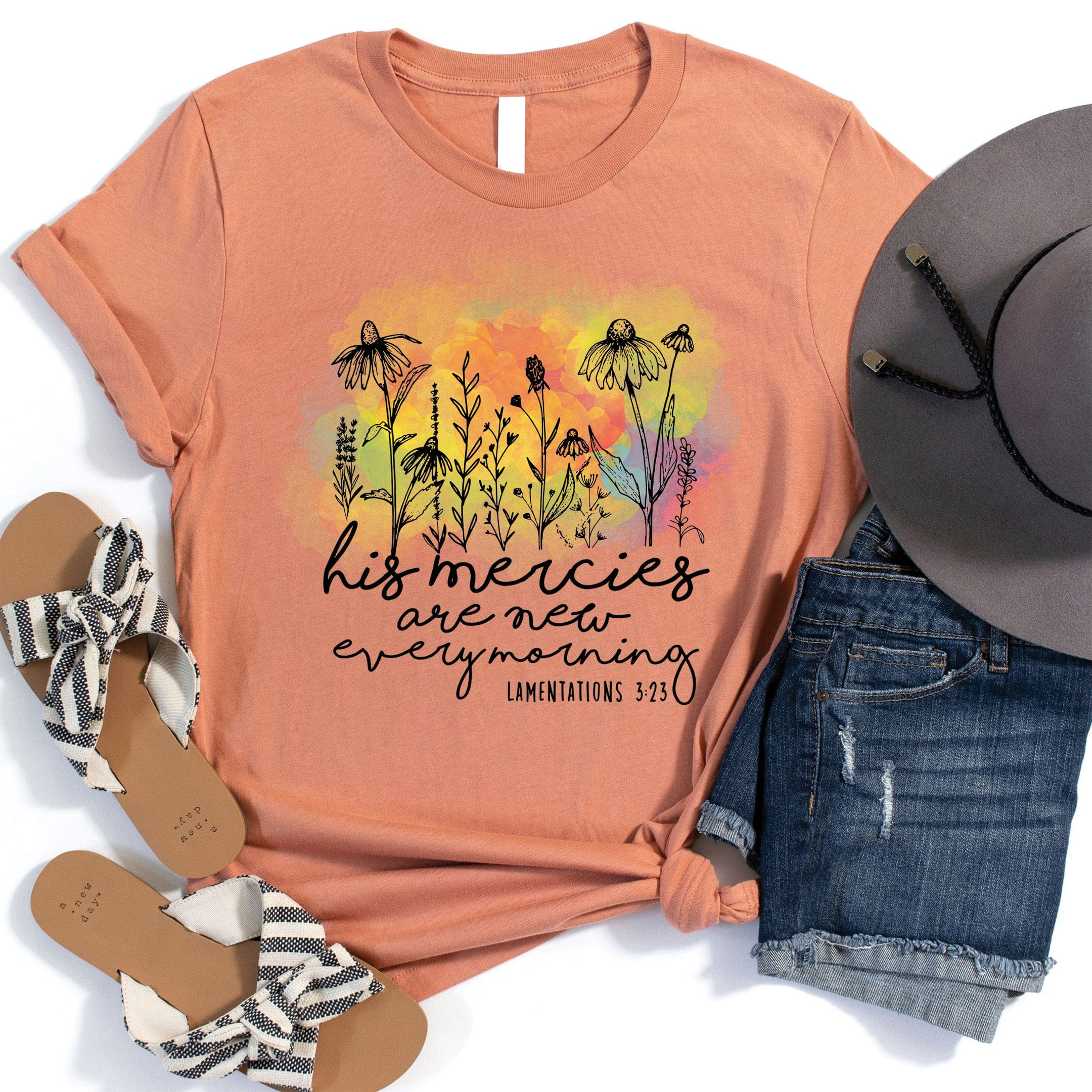 His Mercies Are New Christian Clothing Faith Shirt Religious Gifts Best Gift Tee