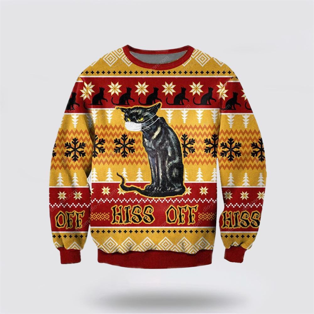 Hiss Off Cat 3D All Over Print Ugly Christmas Sweater Christmas Gift For Cat Love Christmas Present Ideas