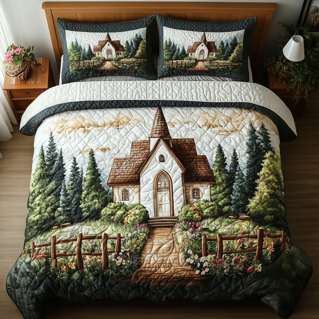 Historic Church Quilted Bedding Set Bed Decor Ideas Christmas Gifts For Church Members