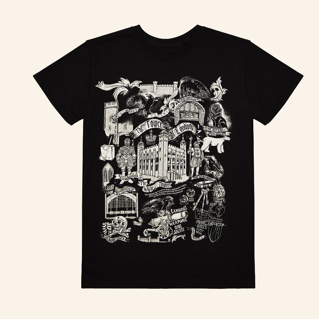 Historic Royal Palaces Merch Tower Of London Legends Black T-Shirt Christmas Presents For Him