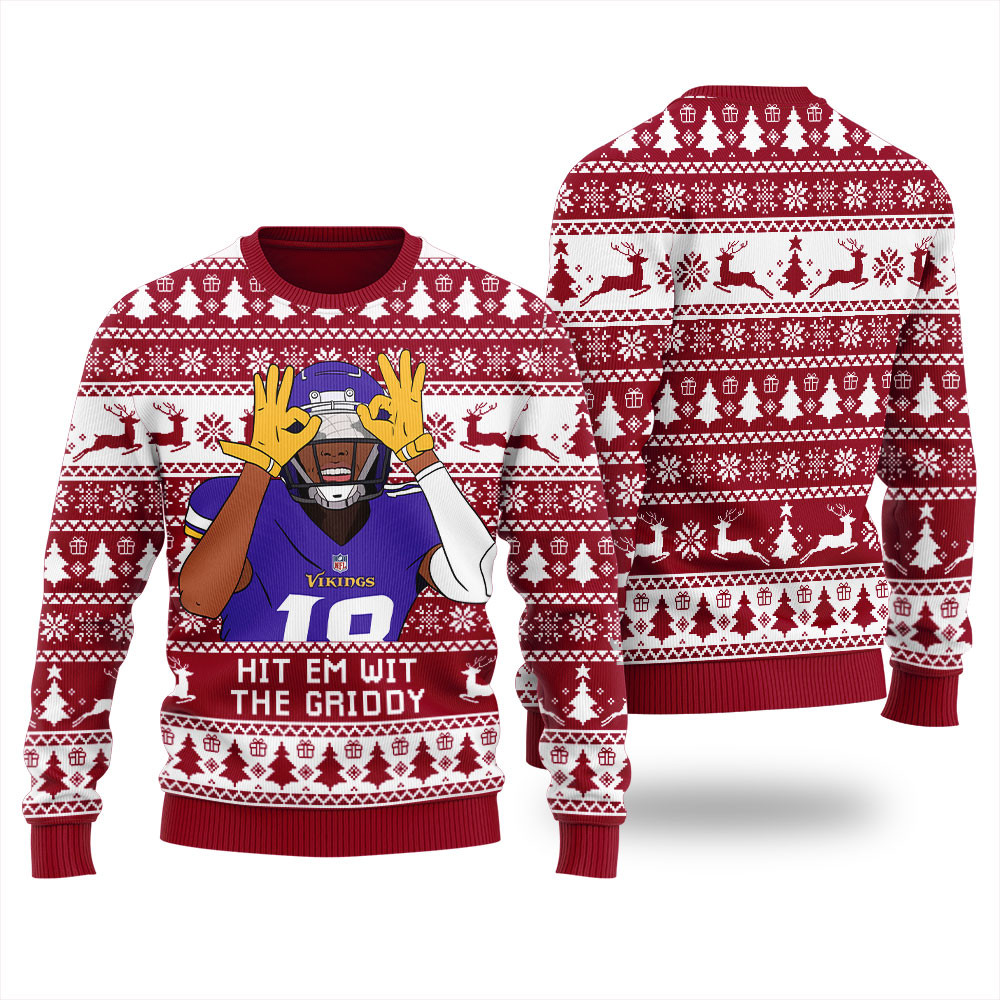 Hit Em With The Griddy Mens Ugly Chritmas Sweater Personalized Christmas Sweatshirt Gift for Family