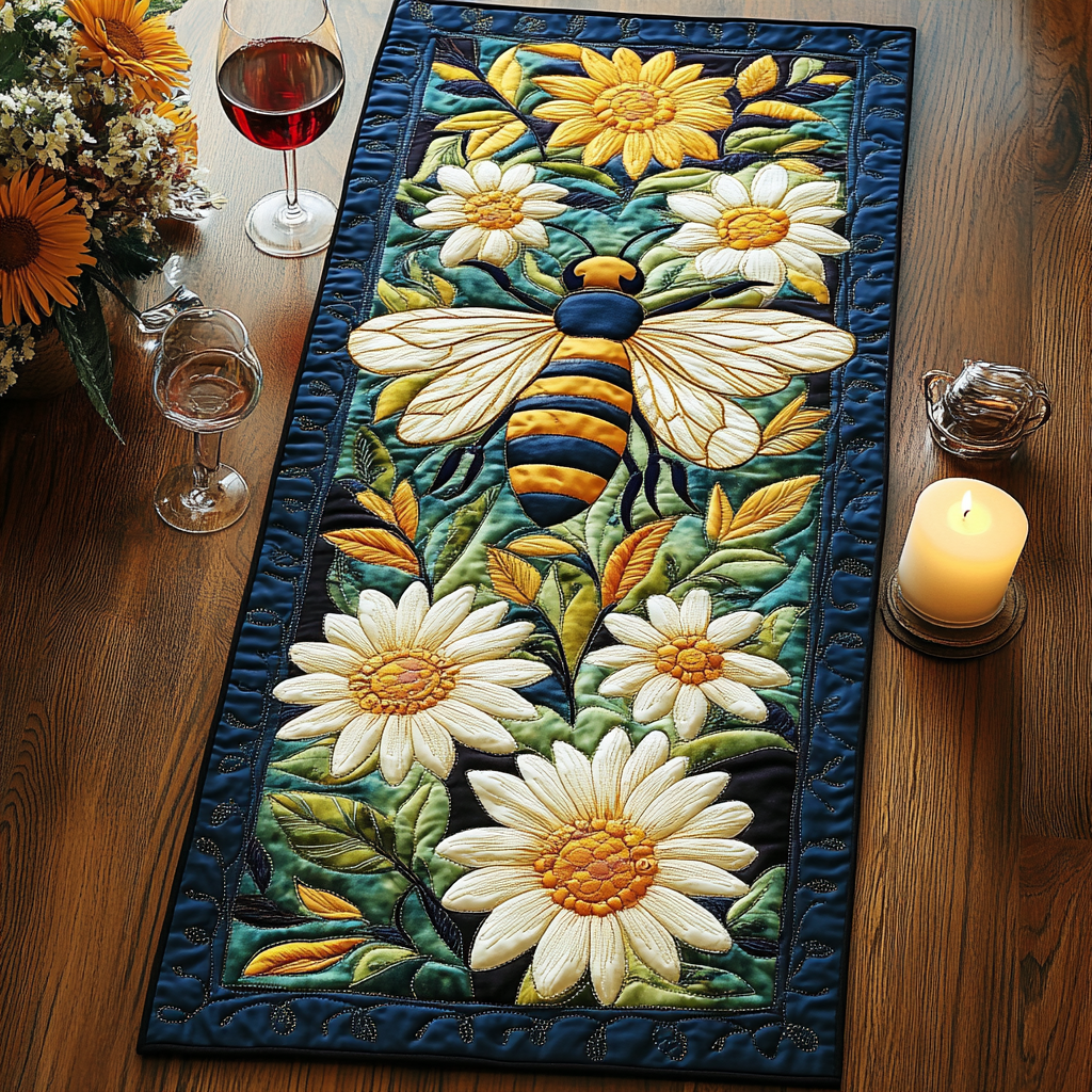Hive Harmony Quilted Table Runner Dinner Table Decor Bee Themed Presents