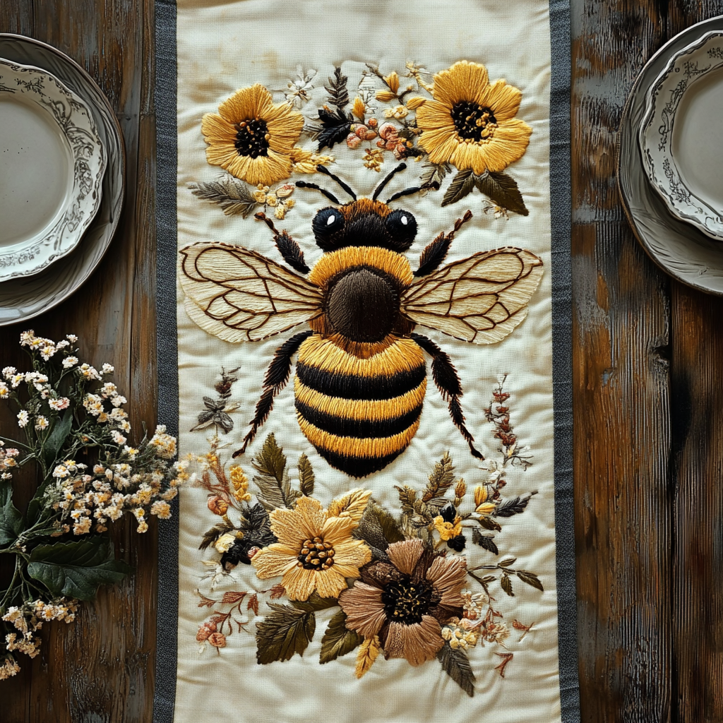 Hive Honey Quilted Table Runner Kitchen Table Decor Bee Items Gifts