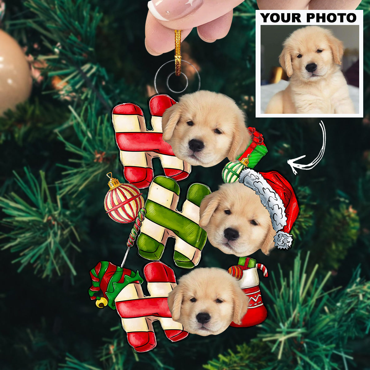 Ho Ho Ho Christmas Custom Photo Mica Ornament Christmas Birthday Gift For Family members