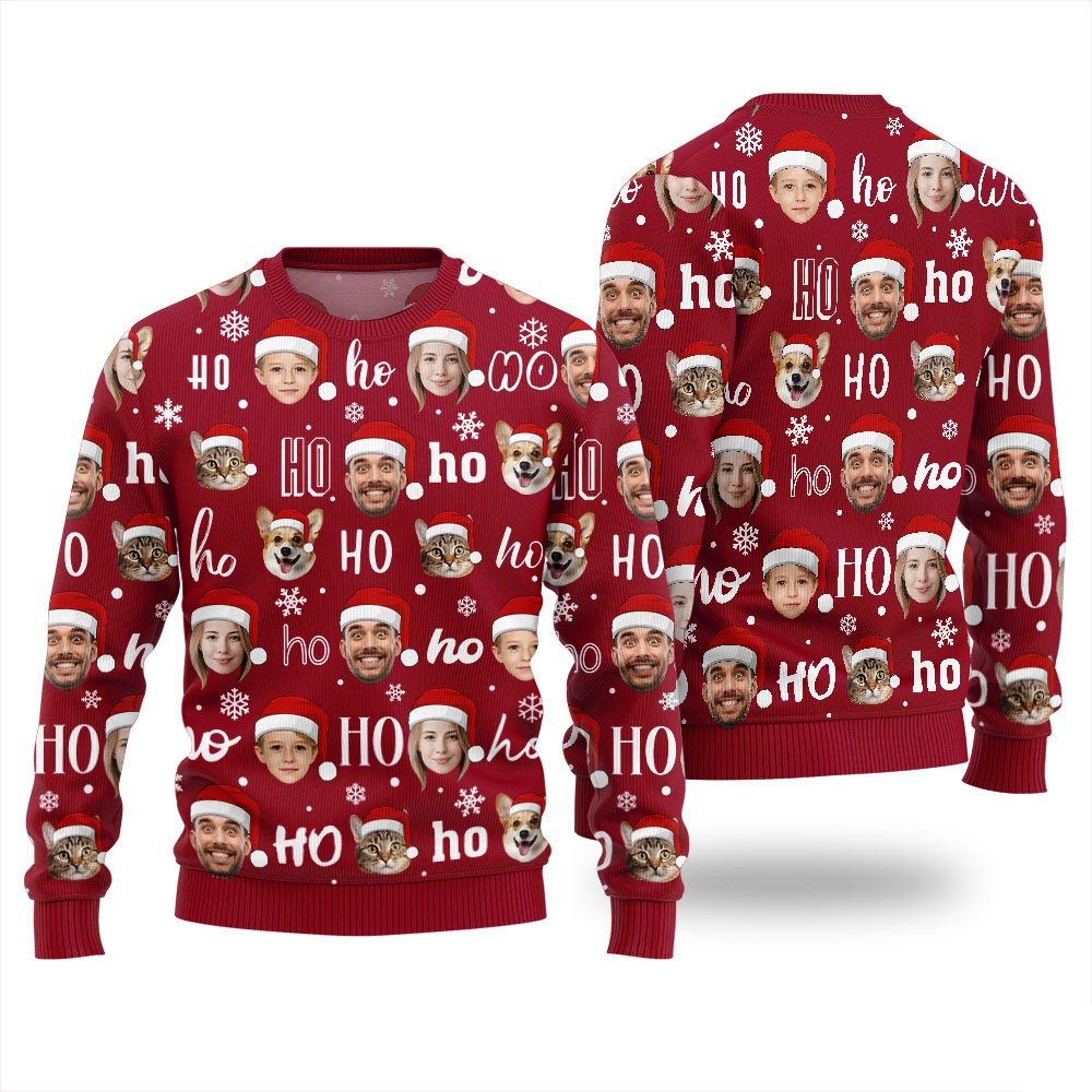 Ho Ho Ho Custom Christmas Sweater With Face Secret Santa Gifts For Her