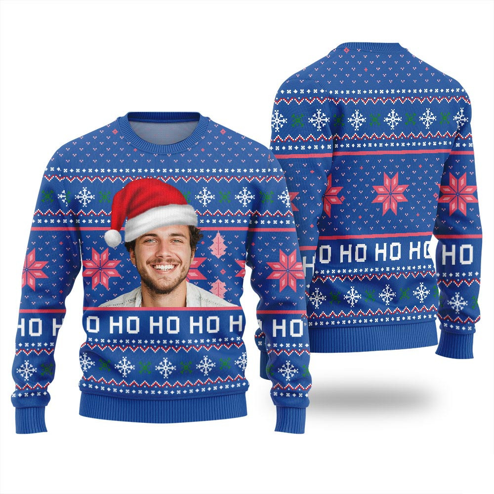 Ho Ho Ho Custom Face Ugly Sweater Nice Christmas Sweaters For Men