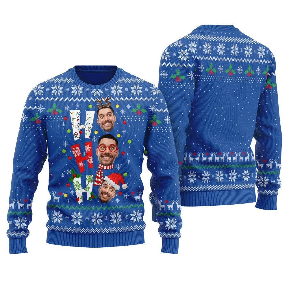Ho Ho Ho Custom Ugly Christmas Sweater Royal Holiday Sweaters For Men