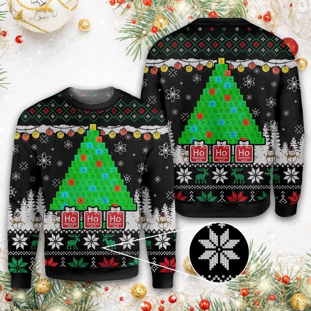 Ho Ho Ho Element Christmas Tree Ugly Sweater Funny Xmas Clothing Gifts For Science Lovers