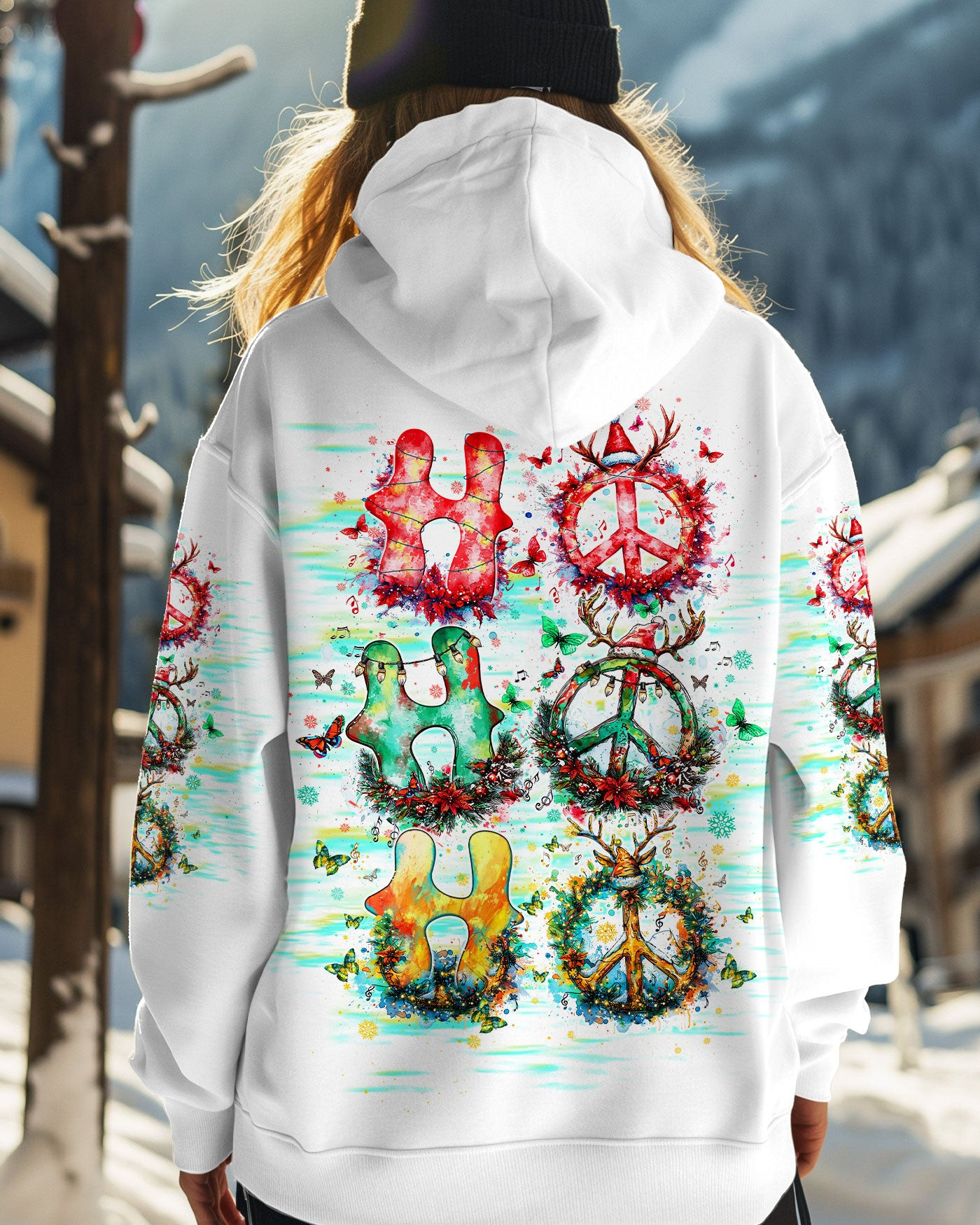 Ho Ho Ho Peace Symbol Christmas Hoodie Hippie Van Clothing Xmas Peace Themed Gifts