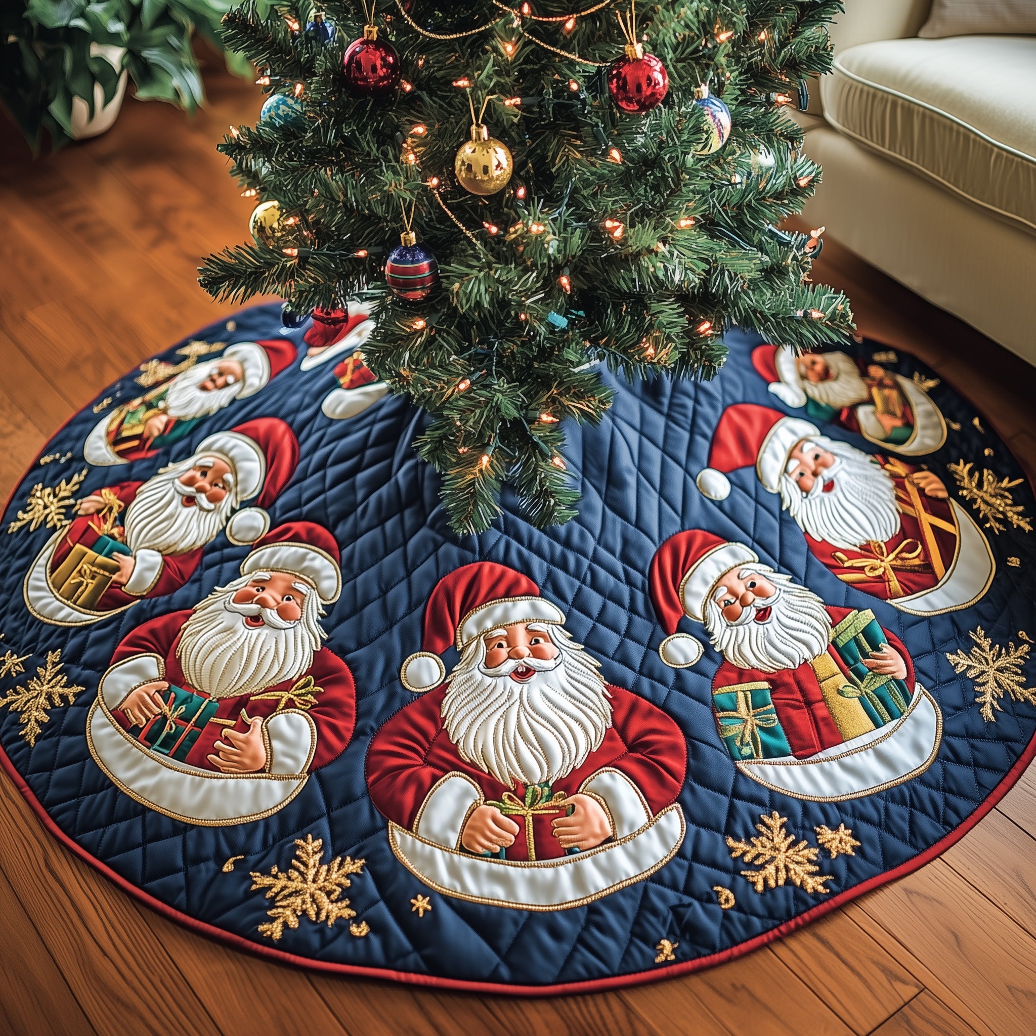Ho Ho Ho Quilted Tree Skirt Best New Year Gift Merch