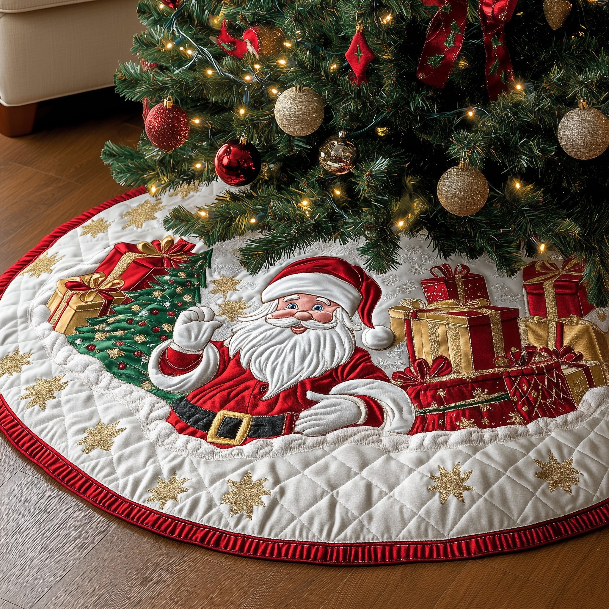 Ho Ho Ho Quilted Tree Skirt Cozy Tree Skirt For Holiday Decor