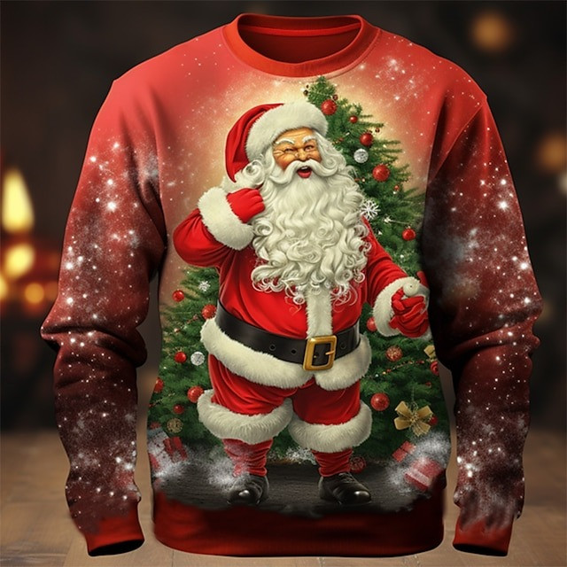 Ho Ho Ho Santa Christmas Holiday Sweatshirt Tree Pine Winter Christmas Santa Themed Gifts