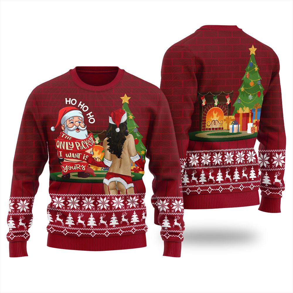 Ho Ho Ho Santa Looking At Bad Girl Mens Ugly Christmas Sweater Thoughtful Winter Gift Merch for Special Moments