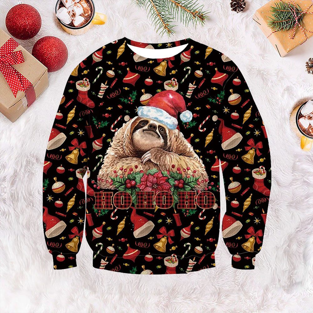 Ho Ho Ho Sloth Ugly Christmas Sweater Cute Sweaters For Christmas Gifts For Sloth Lovers