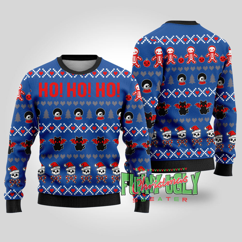 Ho Ho Ho Spooky Funny Christmas Sweater Royal Funny Holiday Sweater for Family Gatherings