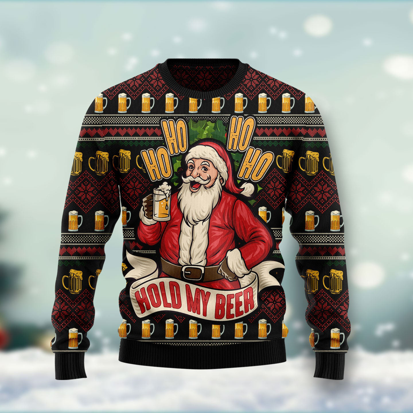 Ho Ho Hold My Beer Ugly Christmas Sweater Funny Holiday Clothing Unique Xmas Gift Ideas