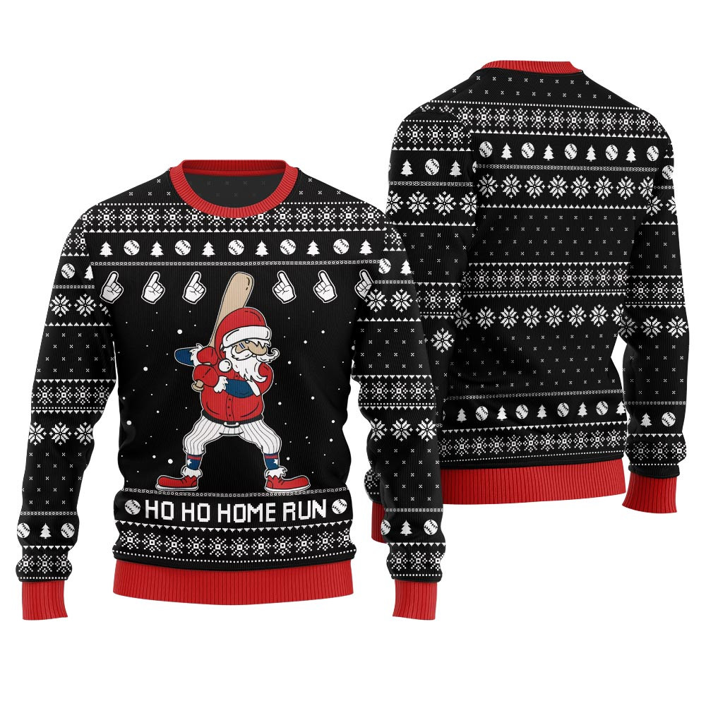 Ho Ho Home Run Funny Baseball Christmas Sweater Meaningful Holiday Gift Merch to Show You Care