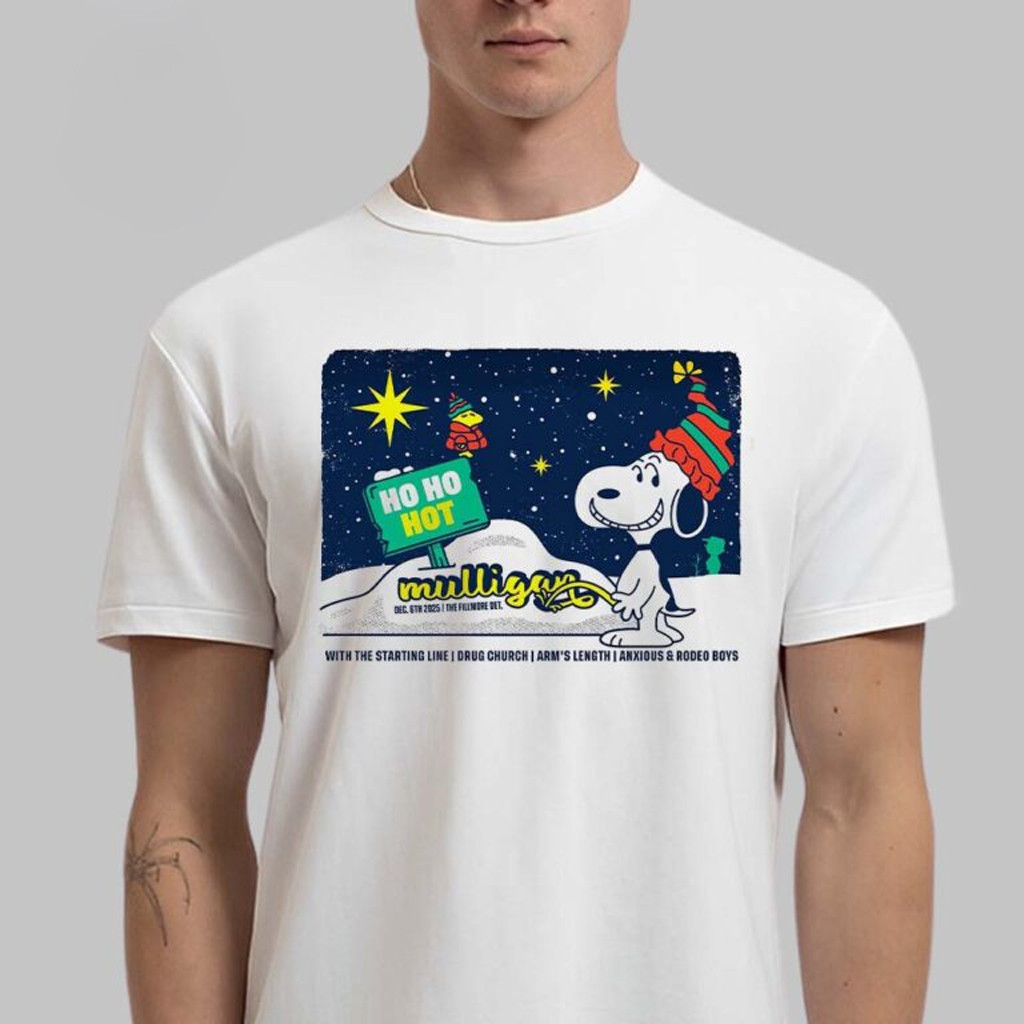 Ho Ho Hot Mulligan Detroit Michigan 2025 Night 1 VIP Poster At The Fillmore On December 6 2025 Festive Holiday Snoopy T-Shirt Ho Ho Hot Mulligan Detroit Michigan 2025 Night 1 VIP Poster At The Fillmore On December 6 2025 Festive Holiday Snoopy T-Shirt