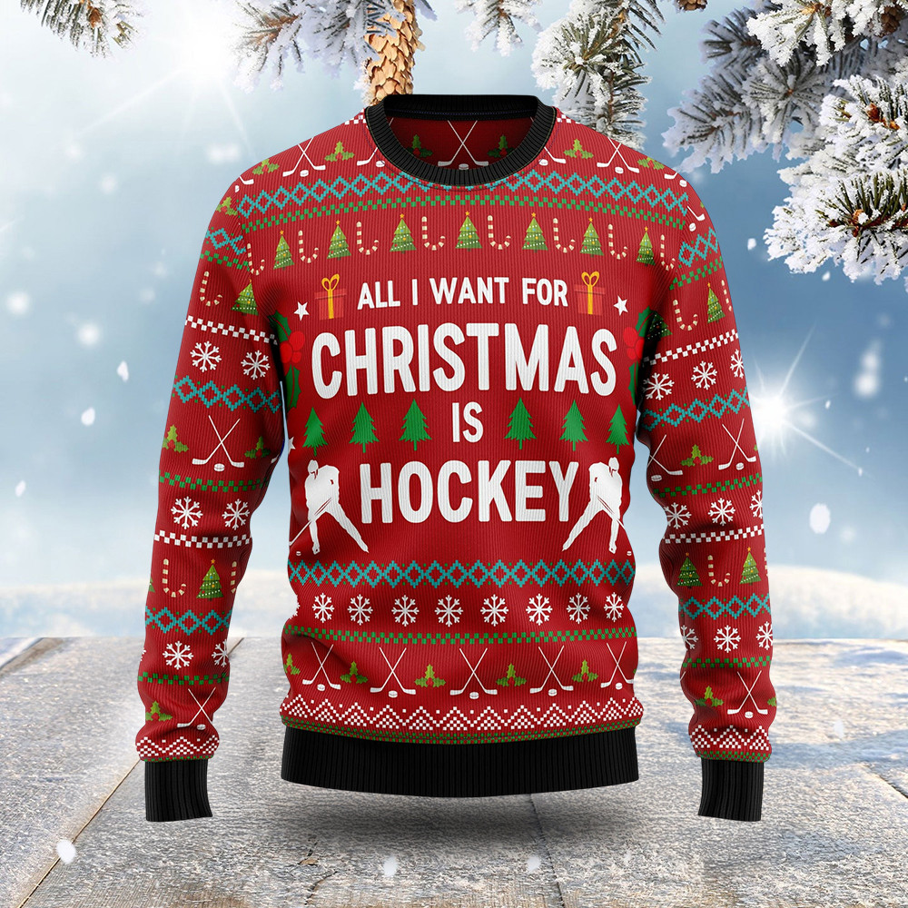Hockey Christmas Ugly Sweater Sport Themed Christmas Gifts For Hockey Players