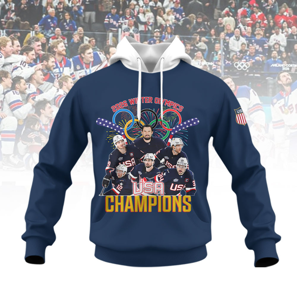 Hockey Team USA 2026 Champions Hoodie USA Hockey Olympic Merch Hockey Fan Gear
