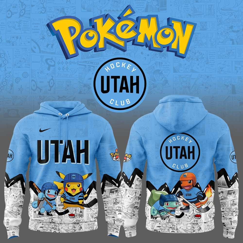 Hockey Utah Club x Pokemon Hoodie Utah Mammoth Merch Cute Gifts For Hockey Lovers Fans