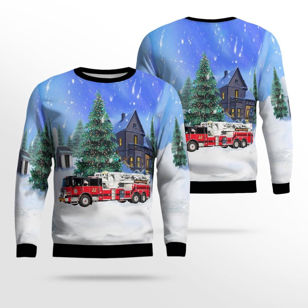Hoffman Estates Illinois Hoffman Estates Fire Department AOP Ugly Sweater Xmas Unisex Sweater Christmas Gifts For Men Women