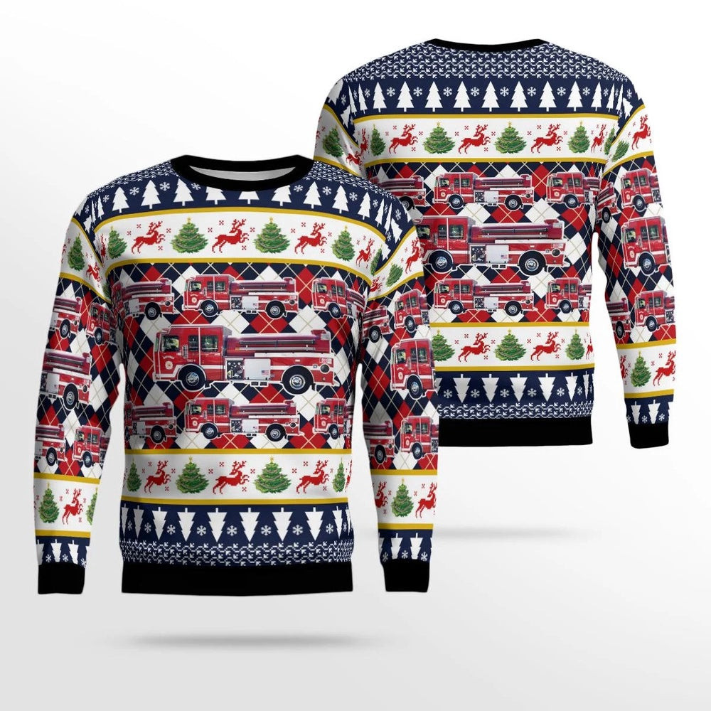 Hoffman Illinois Hoffman Fire Rescue AOP Ugly Sweater Xmas Unisex Sweater Christmas Gifts For Men Women