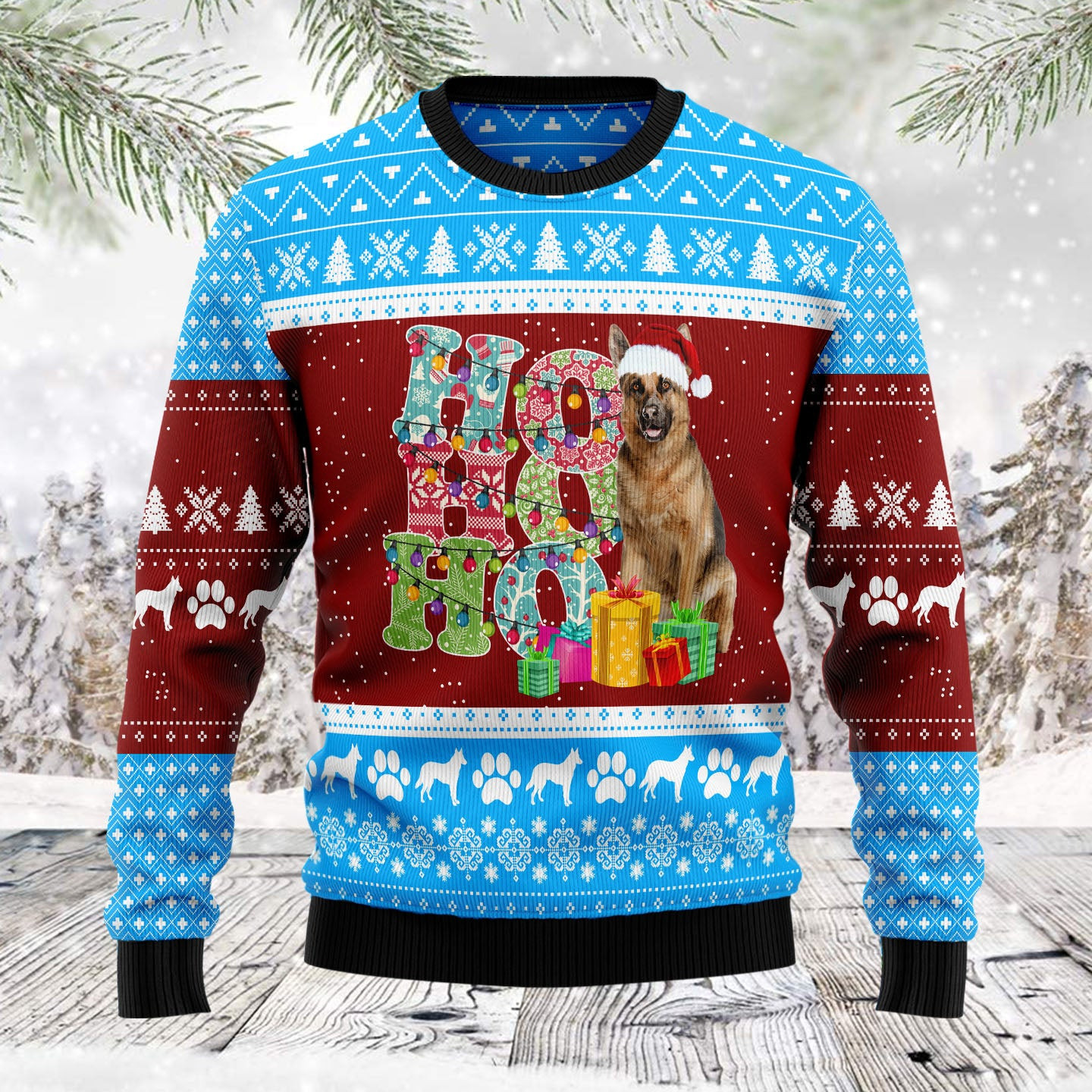 HoHoHo German Shepherd  Ugly Christmas Sweater