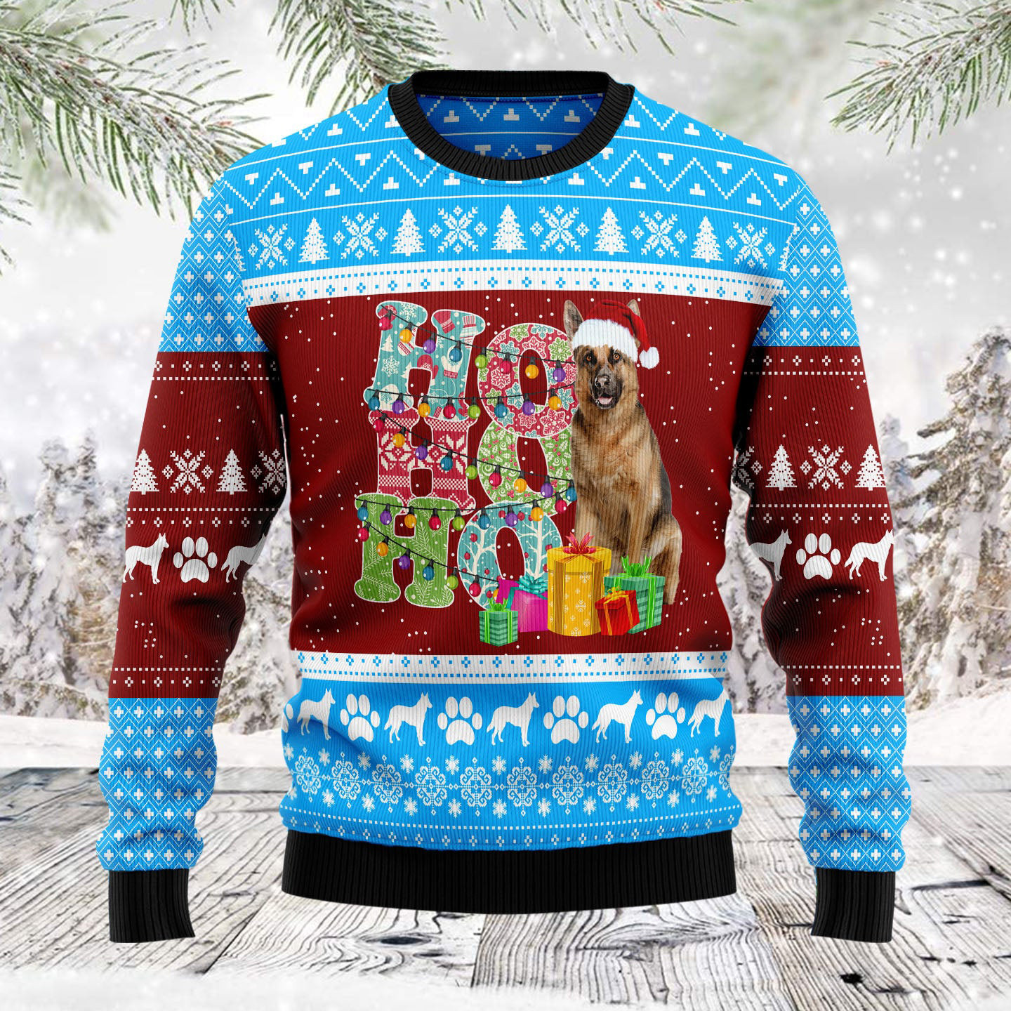 Hohoho German Shepherd Ugly Christmas Sweater Dog Christmas Sweater Xmas Gifts For Him
