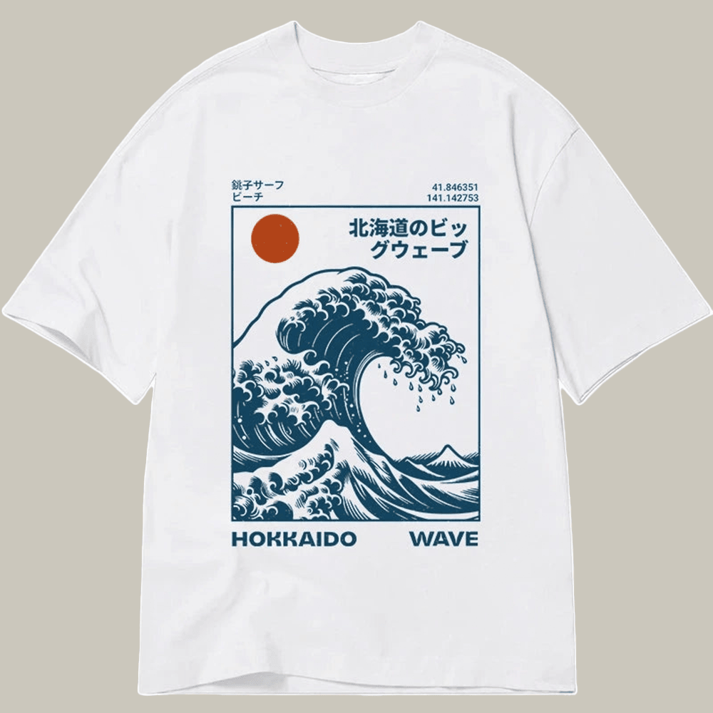 Hokkaido Wave Japan Classic T-Shirt Nature Pattern Christmas Gifts For Men