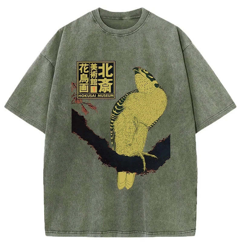 Hokusai Museum Flower And Bird Washed T-Shirt Trendy Everyday Casual Outfit Gifts For Her Hokusai Museum Flower And Bird Washed T-Shirt Trendy Everyday Casual Outfit Gifts For Her