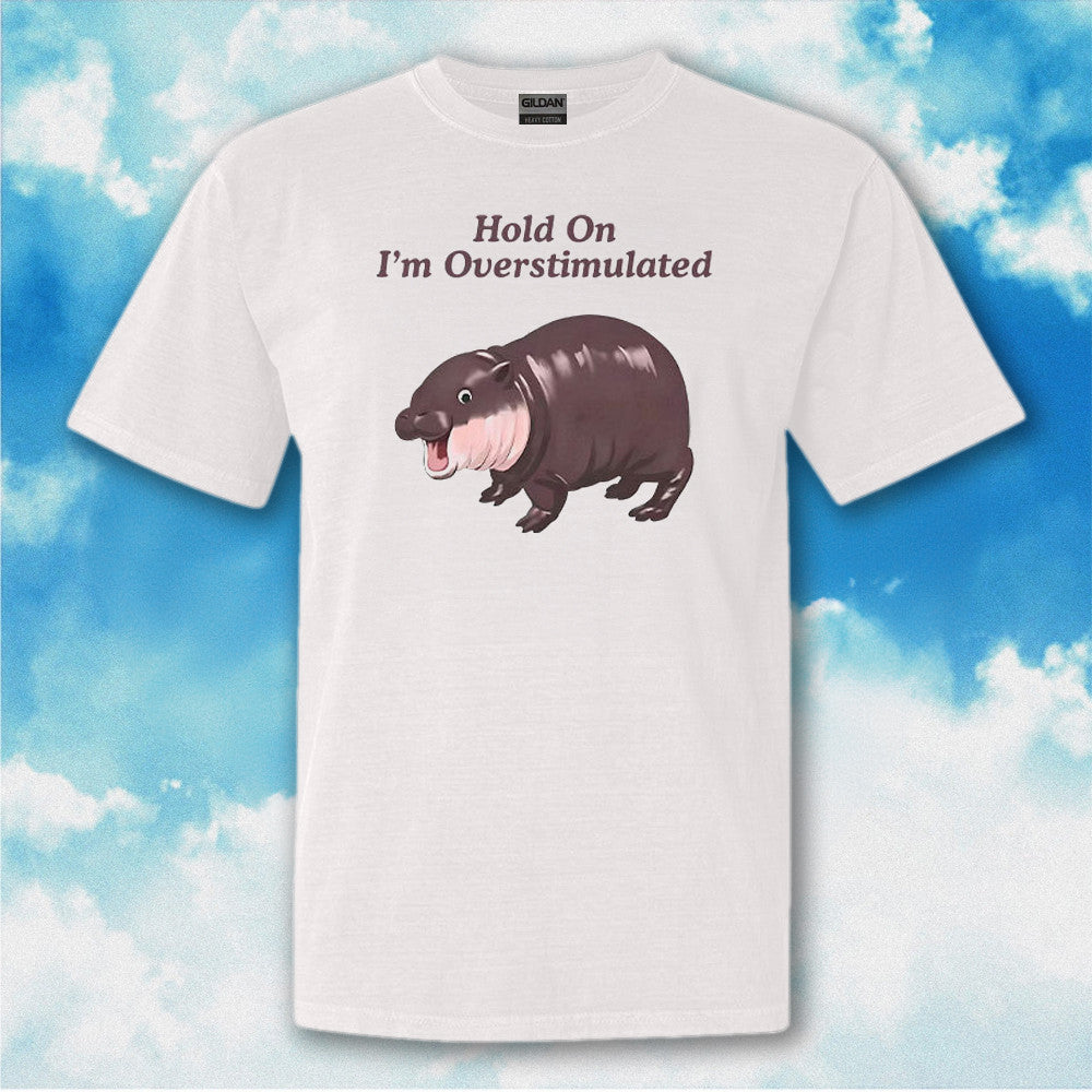 Hold On Partner I'm Overstimulated Moo Deng T-Shirt Gifts For Moo Deng Fans Hold On Partner I'm Overstimulated Moo Deng T-Shirt Gifts For Moo Deng Fans