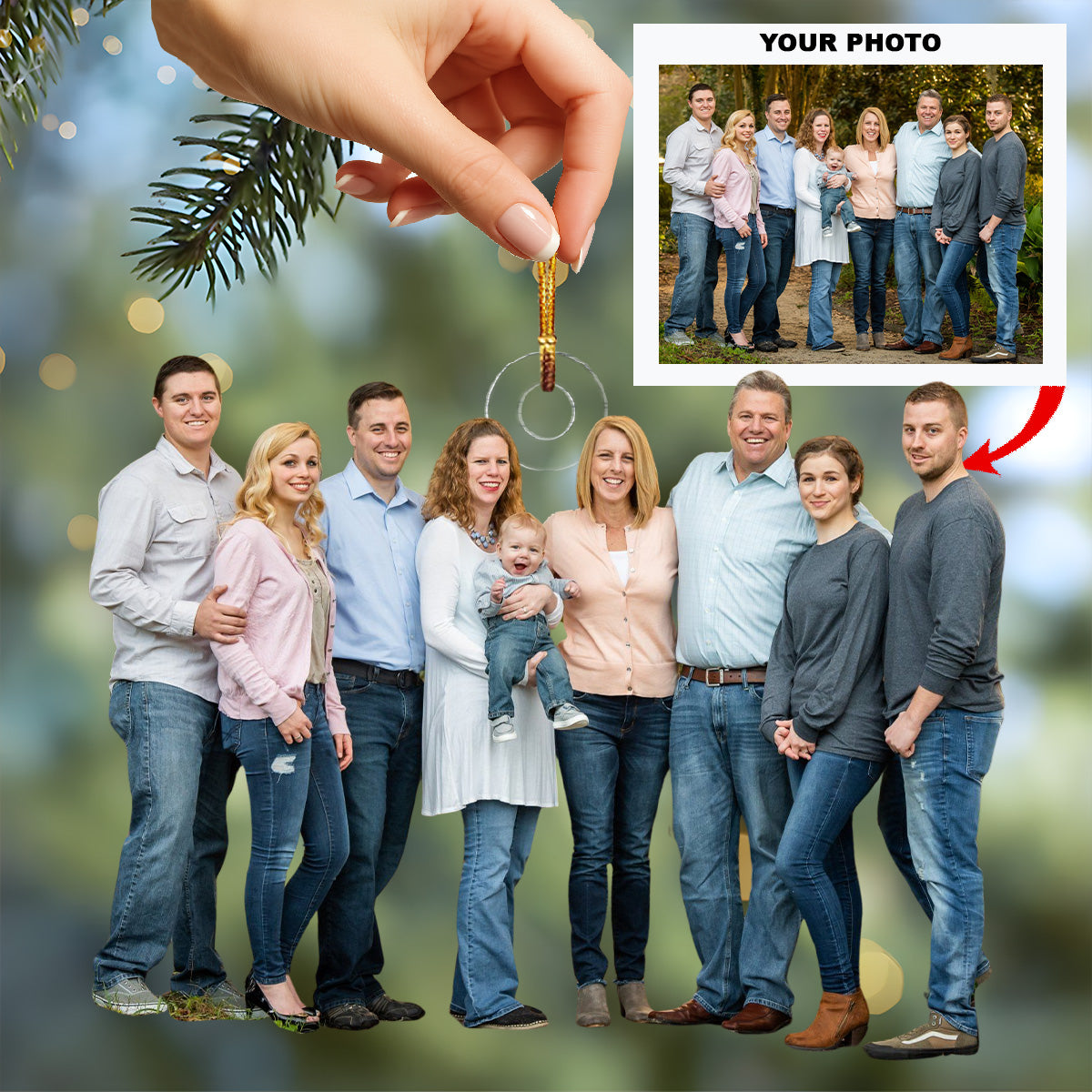 Holding Hands In Love Personalized Photo Mica Ornament Christmas Gift For Family members