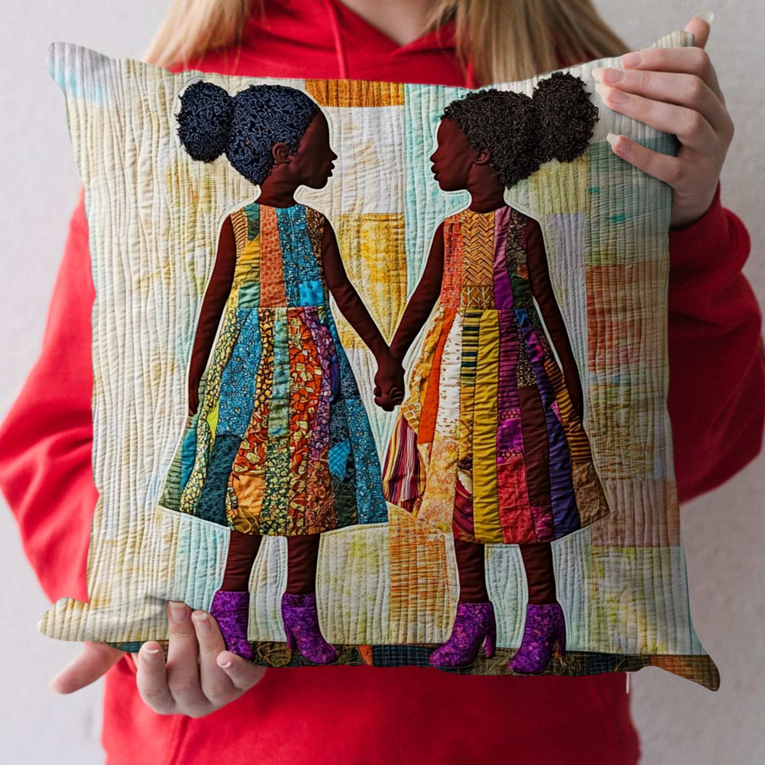 Holding Hands Quilted Pillow Case Best Cool Pillow Cases Best African American Gifts