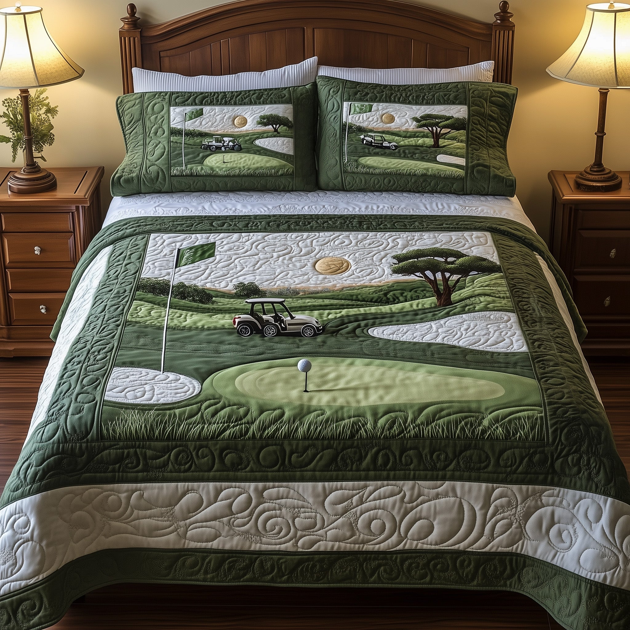 Hole Quilted Bedding Set Duvet Cover Merchandise Grandpa Golf Gifts