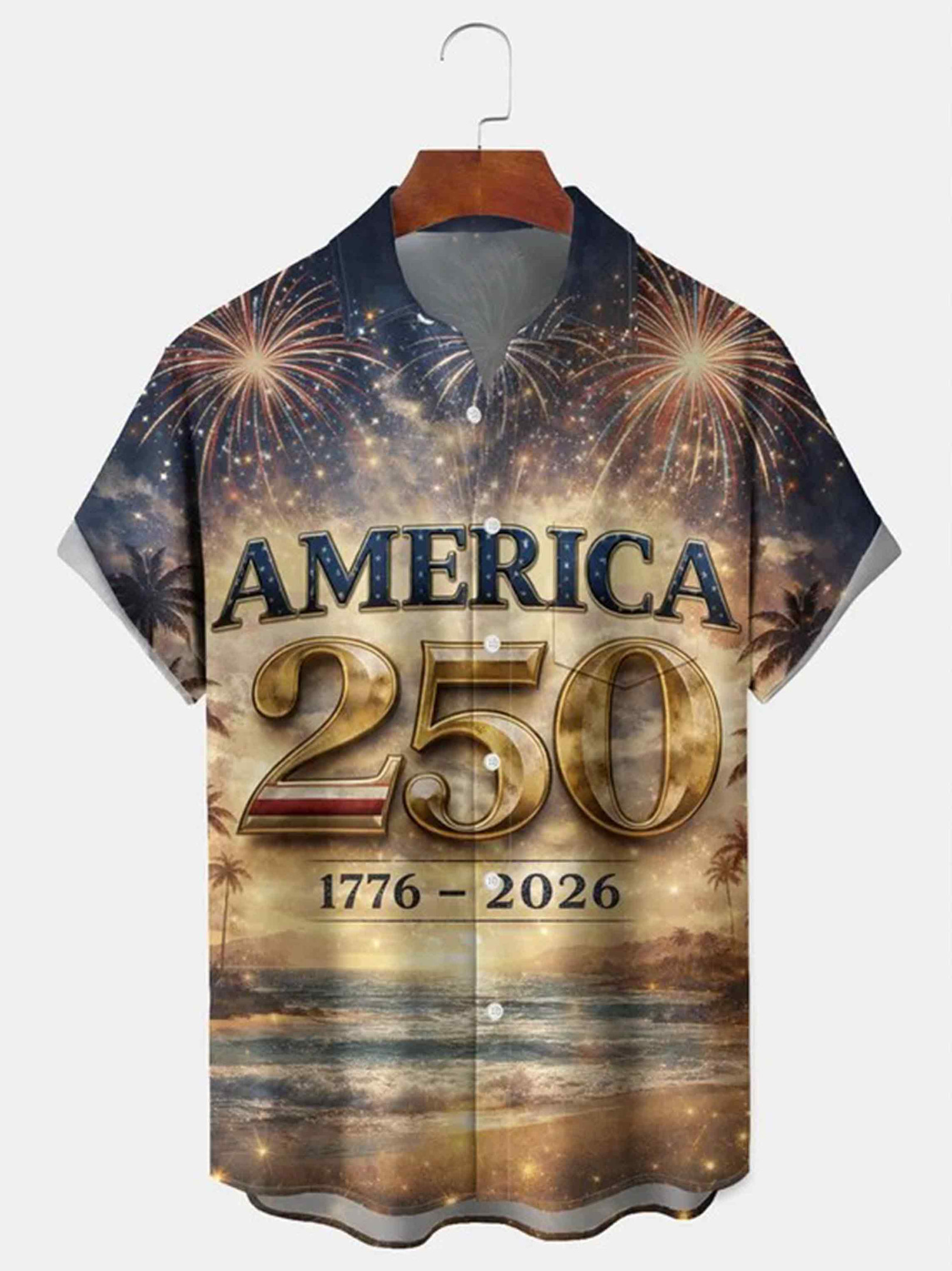 Holiday 250th Anniversary Firework Button Shirt 4Th Of July 1776 2026 Clothing Gift Ideas