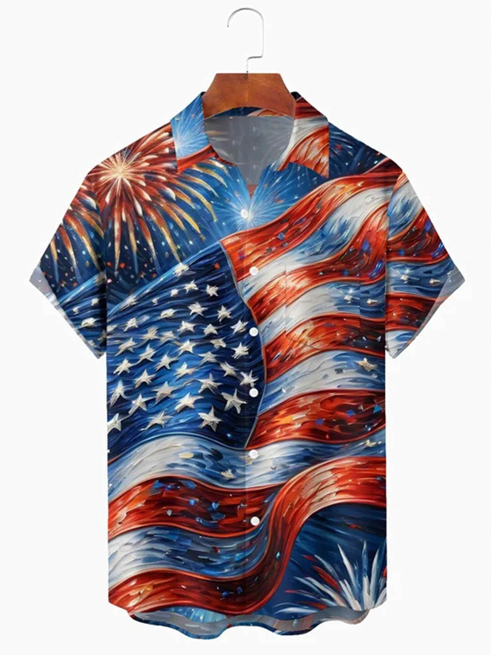 Holiday 4th of July Fireworks Vibra Button Shirt 4Th Of July 1776 2026 Clothing Gift For Dad