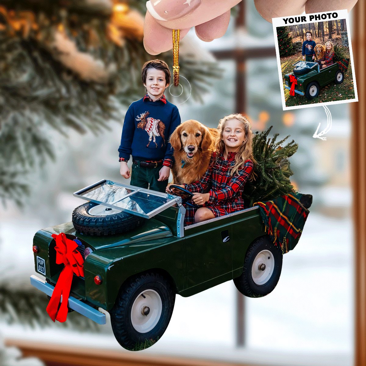 Holiday Adventure With Furry Friends Personalized Photo Mica Ornament Christmas Gift