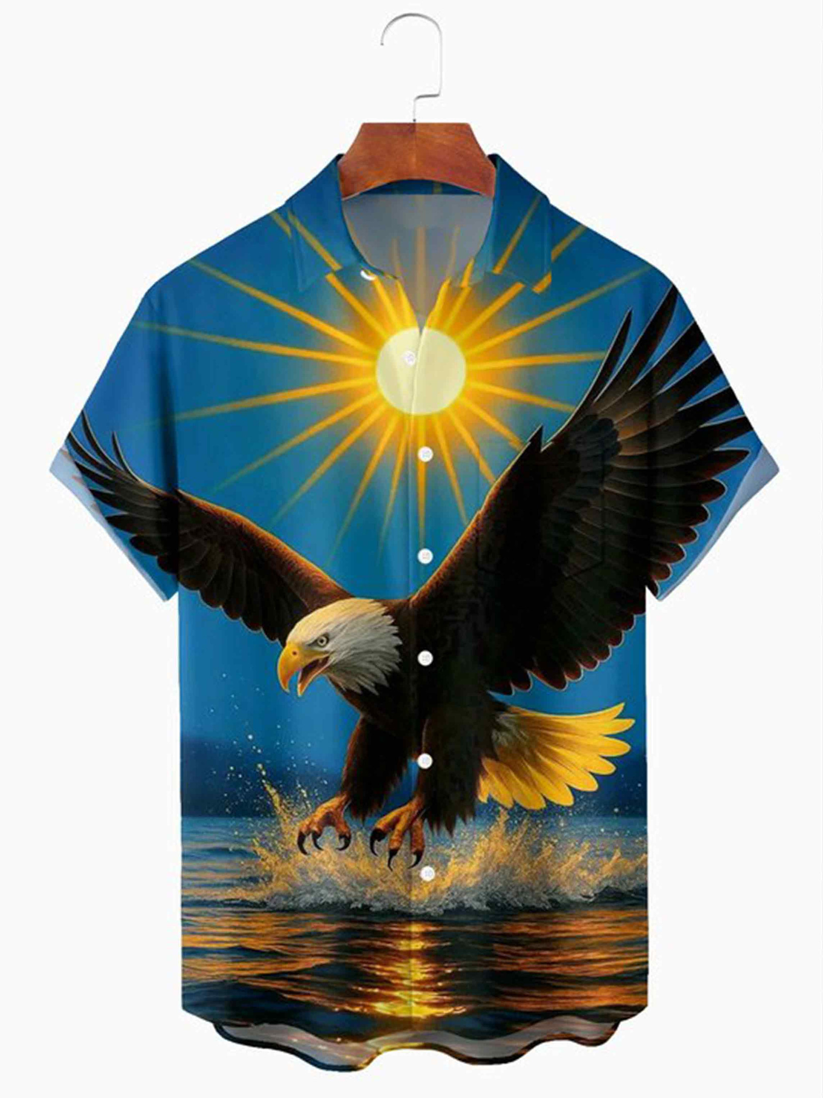 Holiday Bald Eagle Sunrise American Button Shirt July 4 1776 July 4 2026 Clothes Gifts Ideas