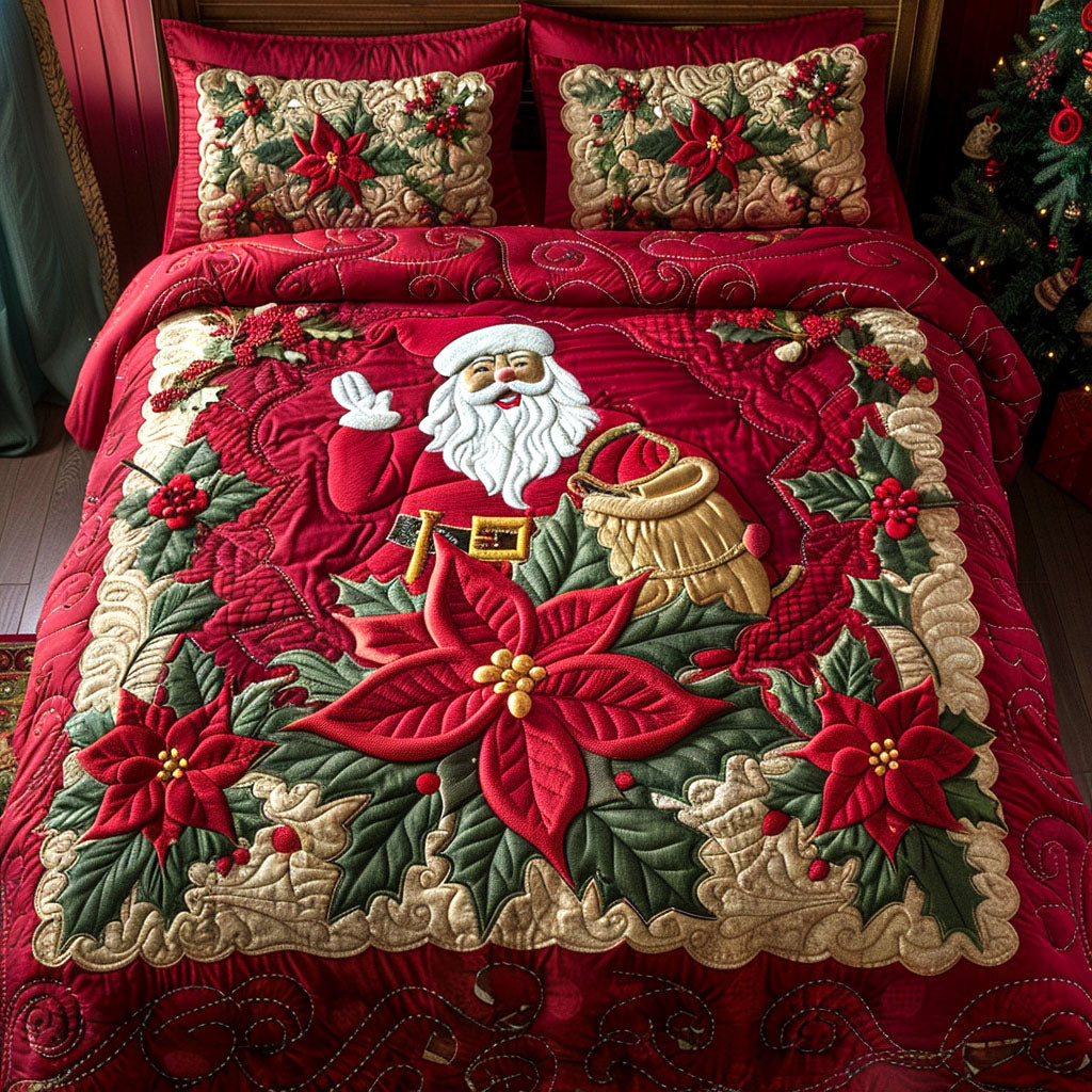 Holiday Bloom Quilted Bedding Set Xmas Duvet Cover Set Best Christmas Gift Ideas 