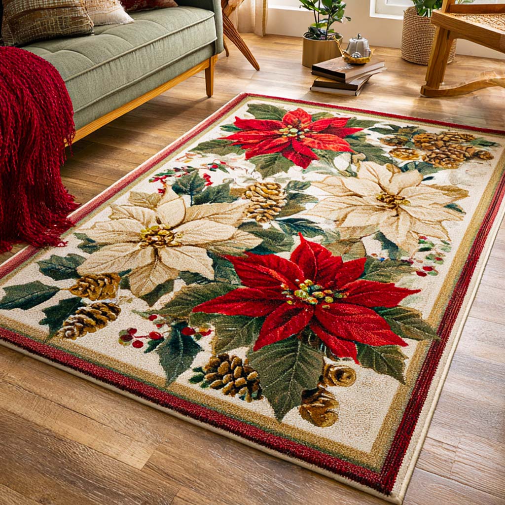 Holiday Blooms Area Rug Door Entrance Decor Christmas Presents For Relatives