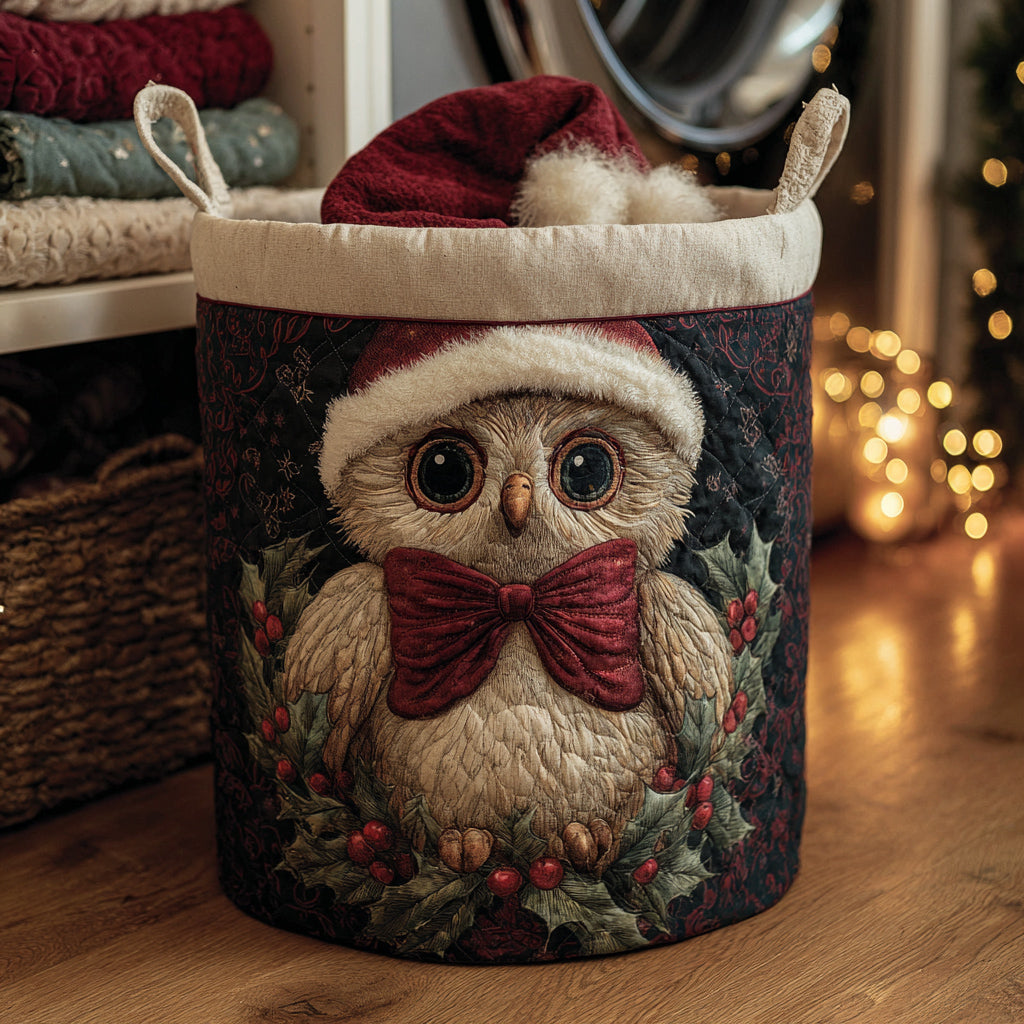 Holiday Bow Owl Laundry Basket Merch For Kids
