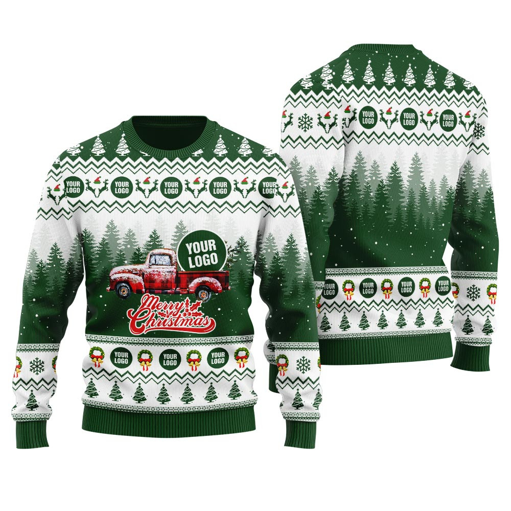 Holiday Car Cusom Logo Mens Ugly Christmas Sweater Funny Holiday Sweater for Family Gatherings