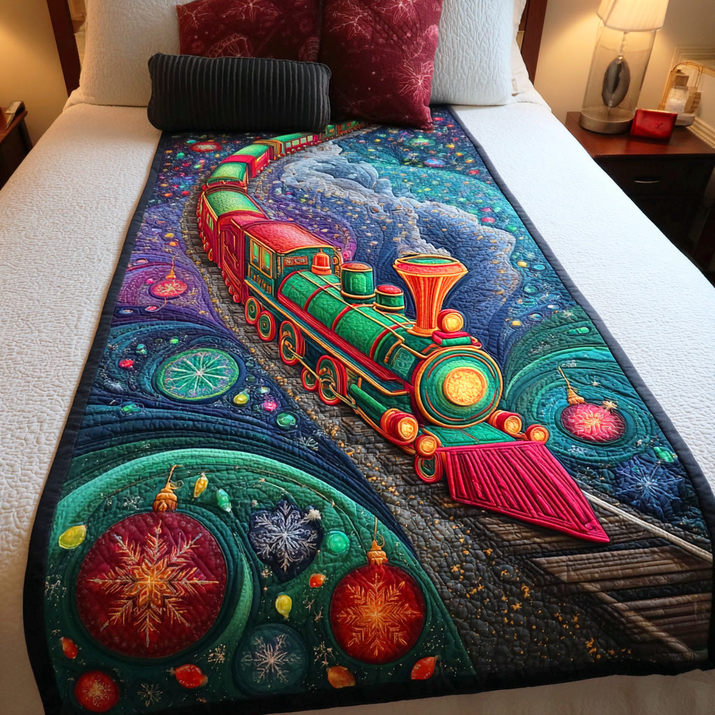Holiday Cargo Run Quilted Bed Runner Christmas Bedroom Decor Family Christmas Gifts