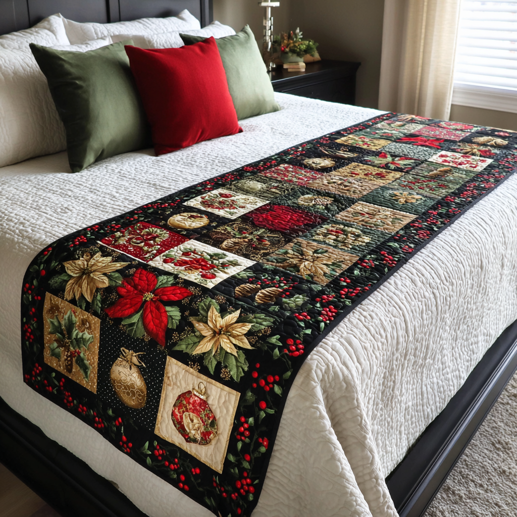 Holiday Charm Quilted Bed Runner Holiday Bed Runner Unique Christmas Gifts