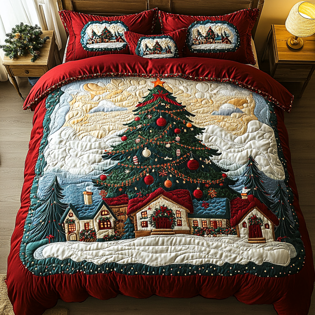Holiday Charm Quilted Bedding Set Holiday Duvet Cover Set Gifts For Christmas For Mother In Law