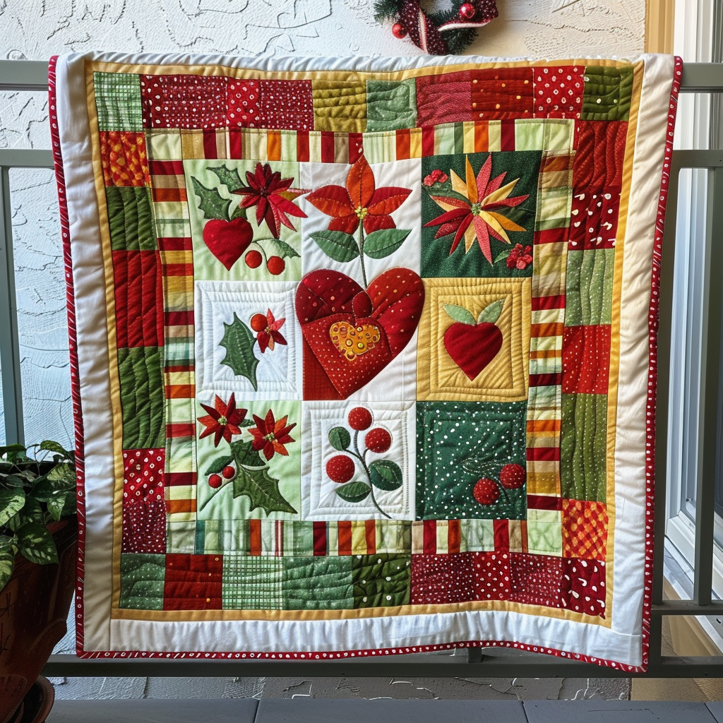Holiday Cheer Christmas Quilted Blanket Secret Santa Gift Ideas