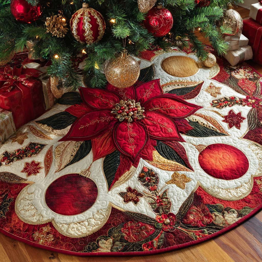 Holiday Cheer Christmas Quilted Tree Skirt Christmas Tree Decor Xmas Gifts Ideas