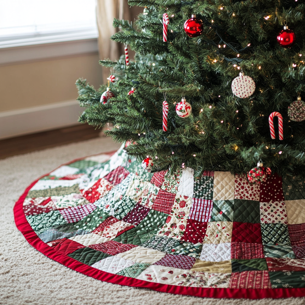 Holiday Cheer Christmas Quilted Tree Skirt Exclusive Christmas Tree Skirt Merch Collection