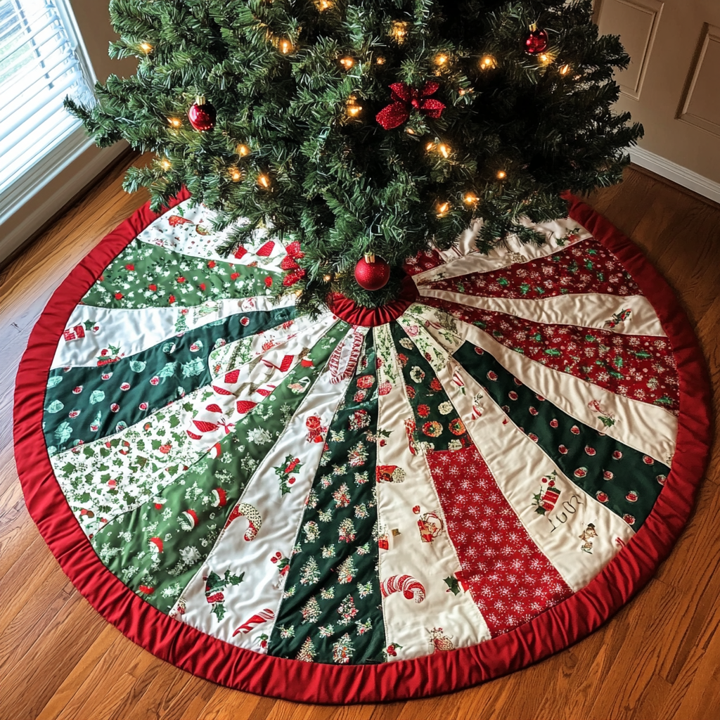 Holiday Cheer Christmas Quilted Tree Skirt Holiday Merch That Completes Your Christmas Setup